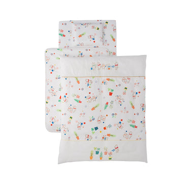 ベビー布団10点セット Wガーゼ ガーデニングファミリー ホワイト フジキ【送料無料 沖縄・一部地域を除く】